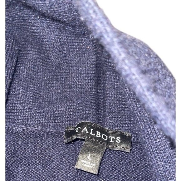TALBOTS Women's Large Navy Blue Open Front Cardigan Sweater Long Length READ - Picture 11 of 14